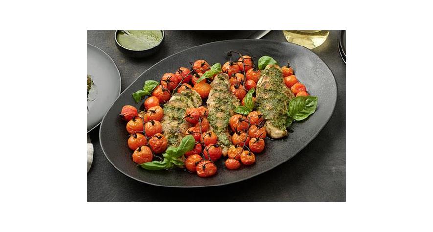 Recipes: Pesto Chicken with Roasted Tomatoes