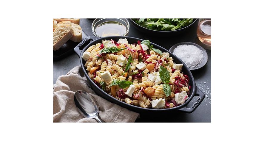 Recipes: Garlic Confit Pasta Salad with Radicchio and Goat Cheese