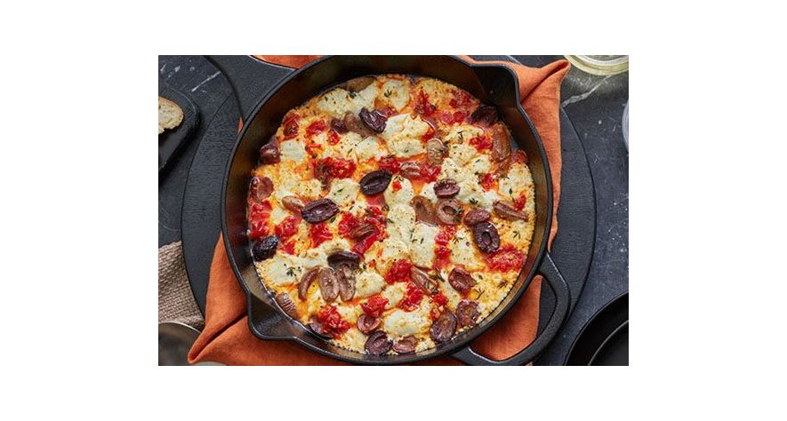 Recipes: Baked Goat Cheese Skillet with Calabrian Chili and Olives 