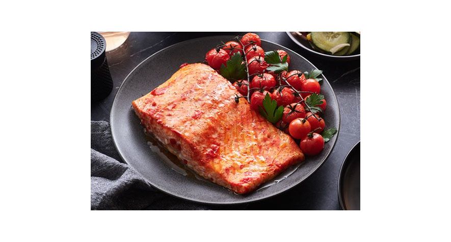 Recipes: Roasted Salmon with Harissa and Tomatoes