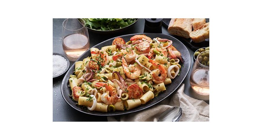 Recipes: Rigatoni with Seafood, Olives, and Capers