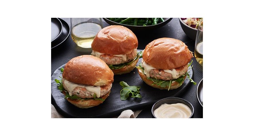 Recipes: Salmon Burgers with Garlic Aioli