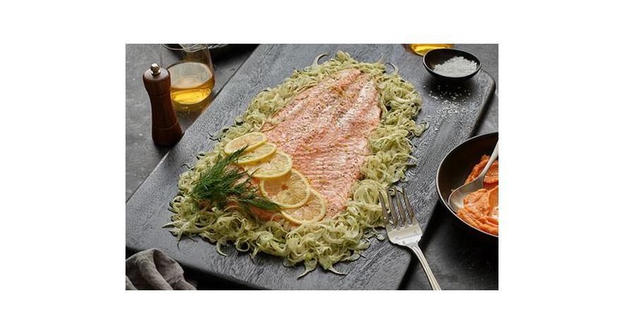 Recipes: Whole Roasted Salmon Fillet with Fennel Salad