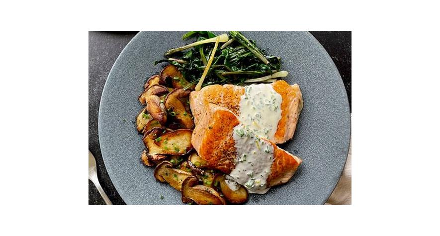 Recipes: Seared Salmon with Porcini and Sautéed Ramps