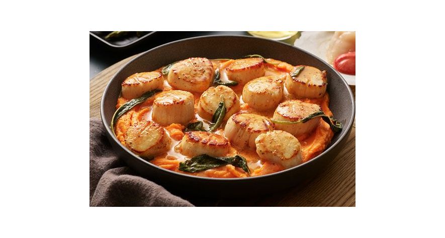 Recipes: Seared Scallops Over Sweet Potato Purée with Lemon Sage Butter