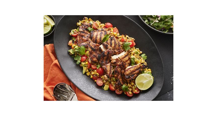 Recipes: Taco Seasoned Chicken Thighs with a Warm Corn and Tomato Salsa