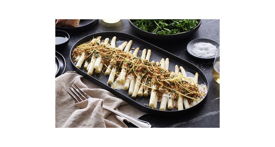 Recipes: Poached White Asparagus with Aioli and Panko Gremolata