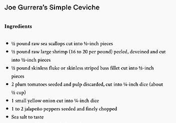 Joe Guerra's seafood recipe