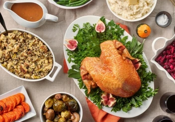Whole turkey with Thanksgiving sides