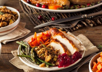 Thanksgiving dinner with turkey and potatoes